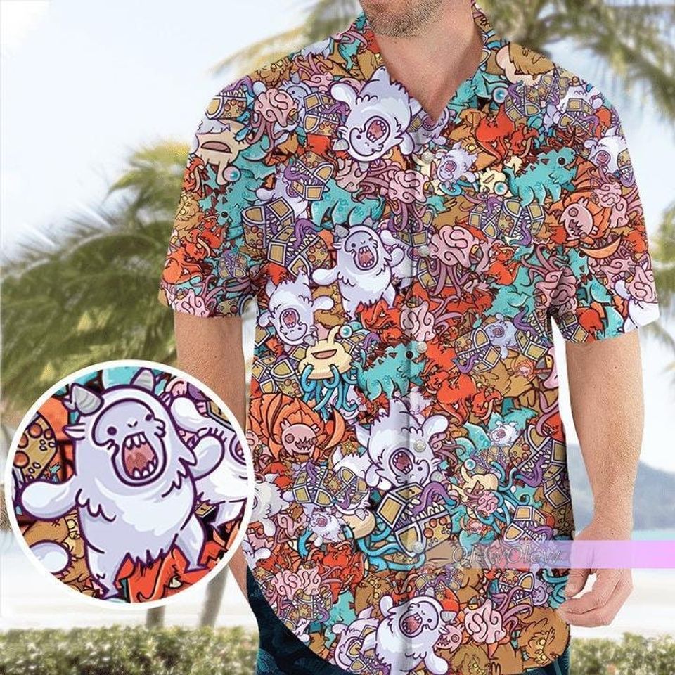 Chibi Dungeons And Dragons Monsters Hawaiian Shirt