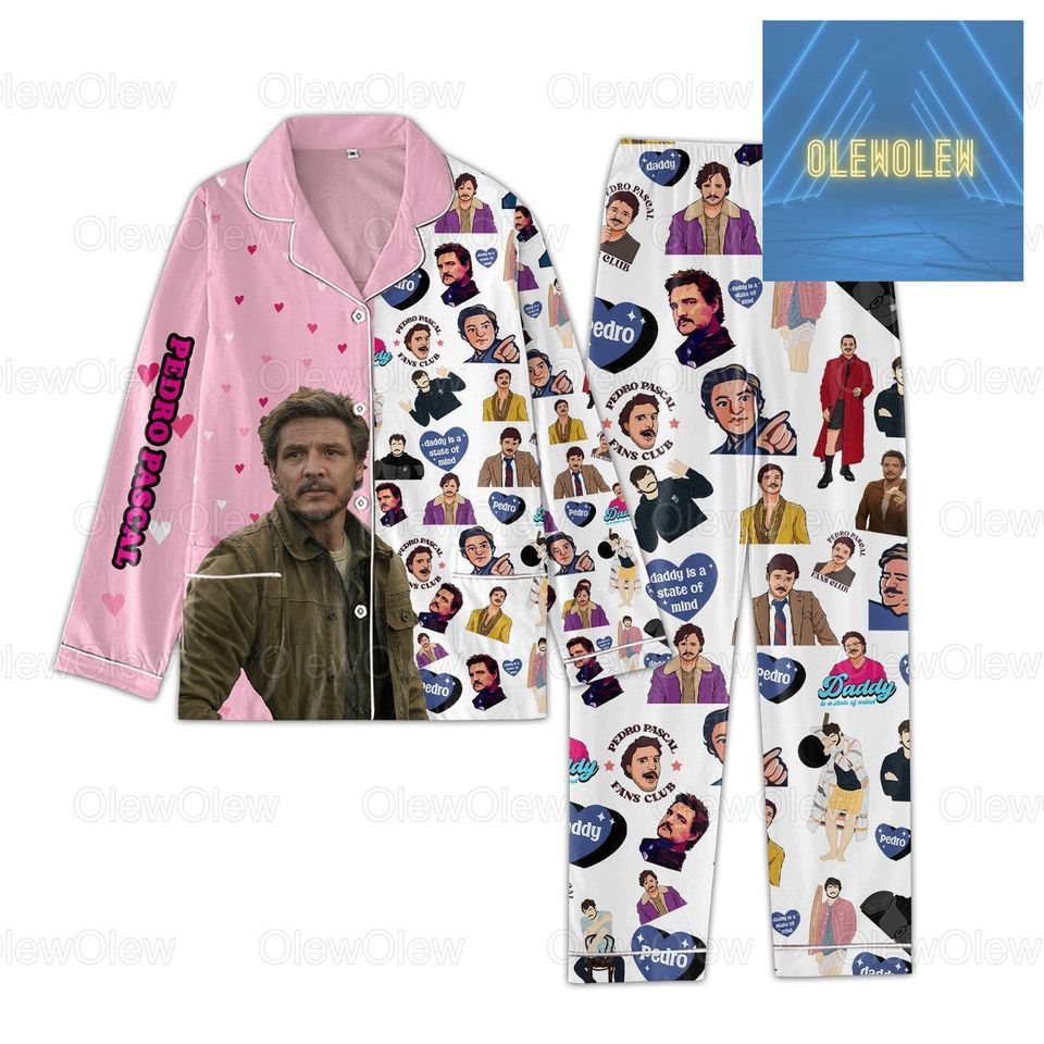 Pedro Pascal Pajamas Set, Pedro Pascal Midnight Shirt, I Love Pedro Pascal Pajamas
