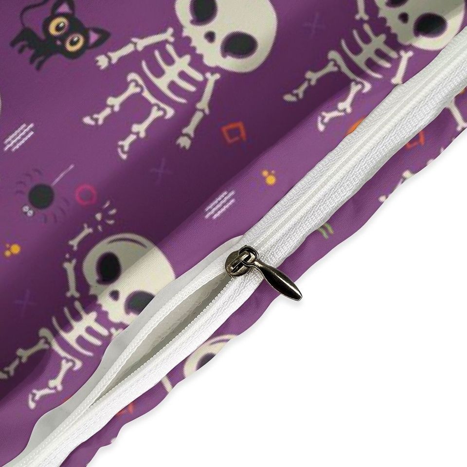 Purple Skeleton Halloween Bedding set, Vintage Halloween Decoration