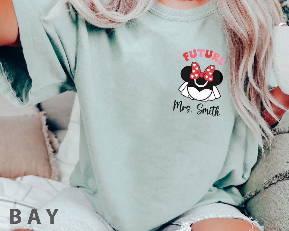 Custom Name Minnie Mouse Future Mrs In My Engaged Era Comfort Colors Sweatshirt, Bride shirt, Bachelorette Party, Bridal Shower Gift