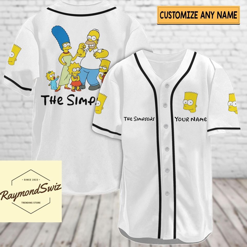 The Simpsons Baseball Shirt, Custom Simpsons Jersey Shirt