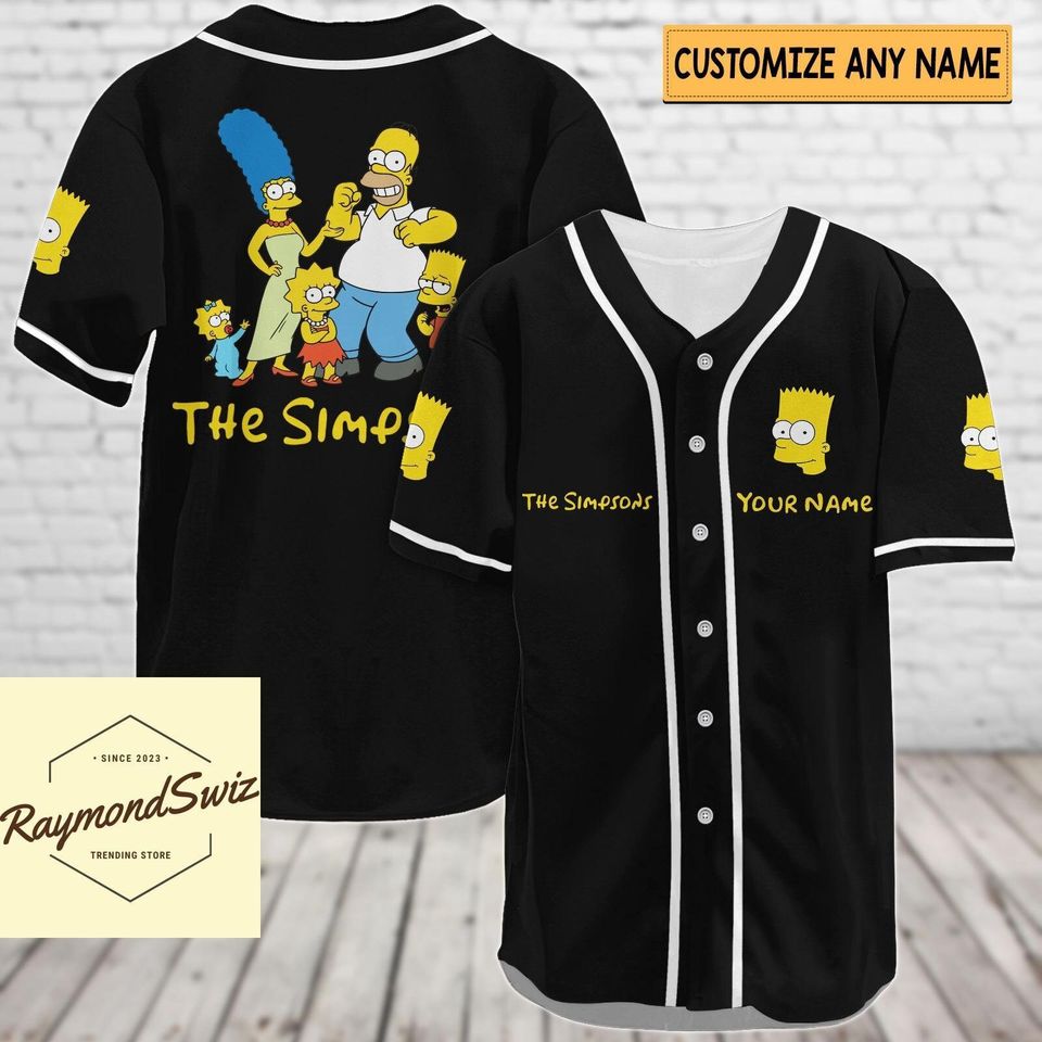 The Simpsons Baseball Shirt, Custom Simpsons Jersey Shirt