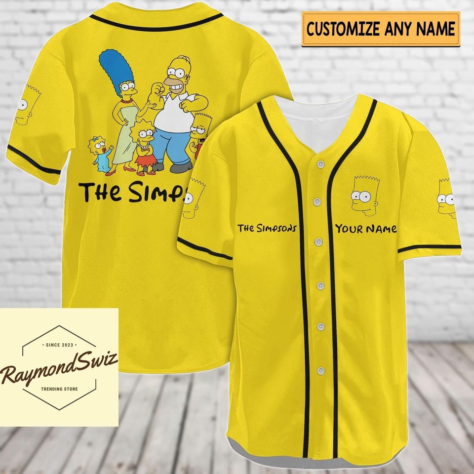The Simpsons Baseball Shirt, Custom Simpsons Jersey Shirt