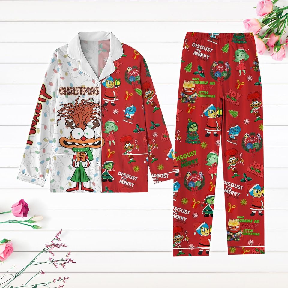 Christmas Disney Anxiety Pajamas Set, Inside Out Christmas