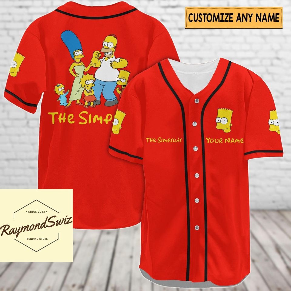 The Simpsons Baseball Shirt, Custom Simpsons Jersey Shirt