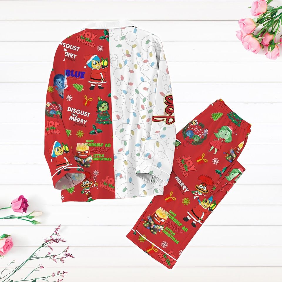Disney Joy Christmas Pajamas, Inside Out 2 Characters Holiday Pajamas