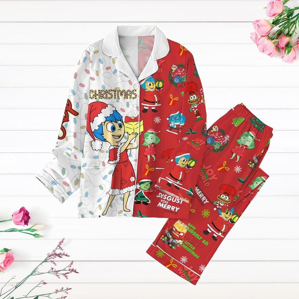 Disney Joy Christmas Pajamas, Inside Out 2 Characters Holiday Pajamas