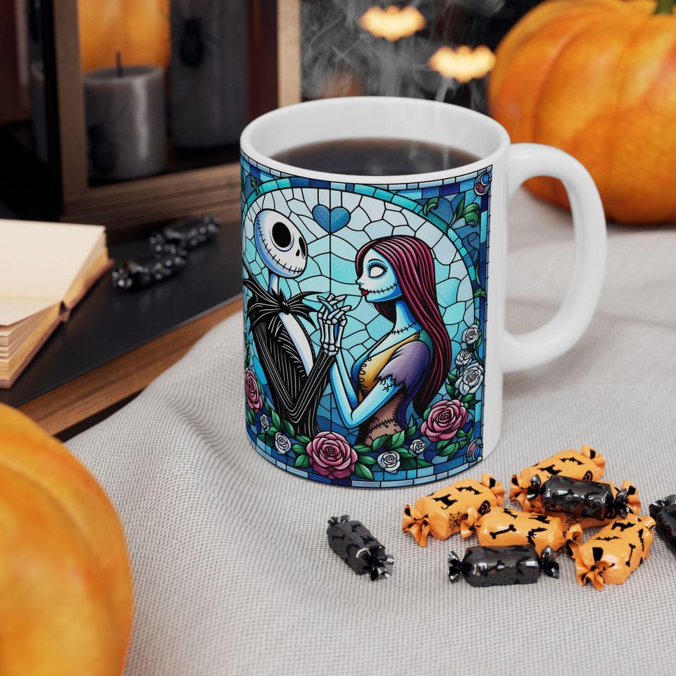 Nightmare Before Christmas Jack and Sally Halloween Coffee Mug