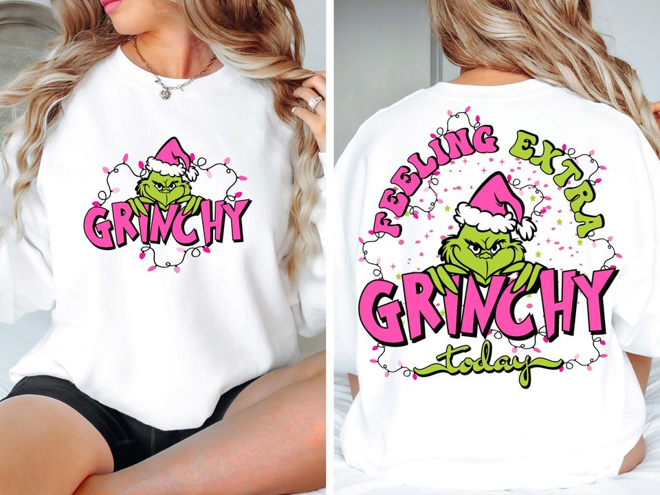 Pink Feeling Extra Grincy Today Sweatshirt, Pink Christmas Sweatshirt