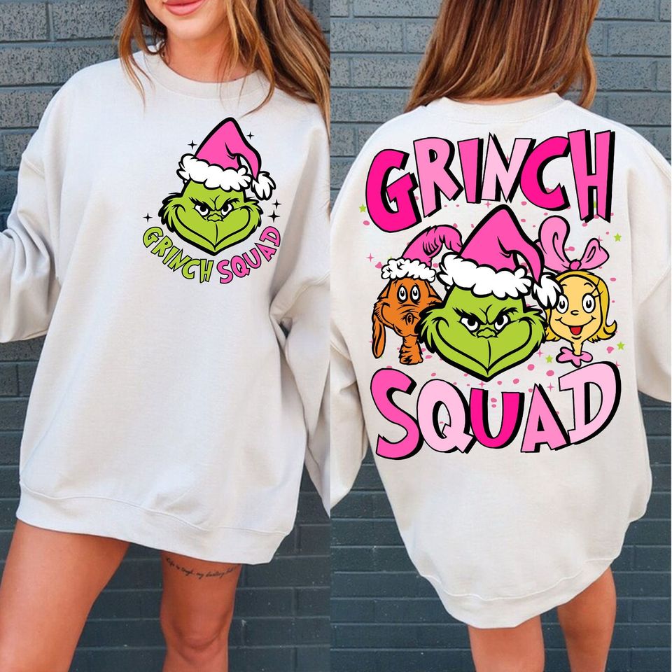Retro Pink Grinc Squad Sweatshirt, Retro Christmas Sweatshirt