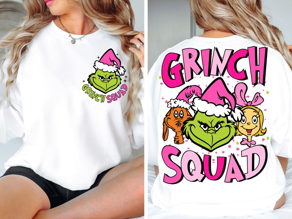 Retro Pink Grinc Squad Sweatshirt, Retro Christmas Sweatshirt