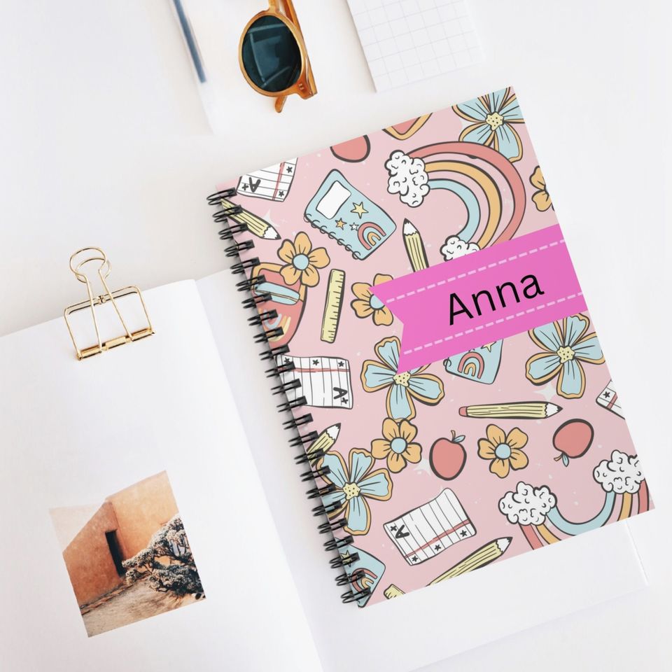 School Supplies Back to School Rainbow Notebook Girl Personalized Rainbow Notebook Birthday gift girls, First Day of School,School notebook