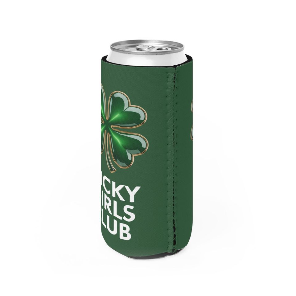 Lucky Girls Club Slim Can Cooler Four Leaf Clover St. Patrick's