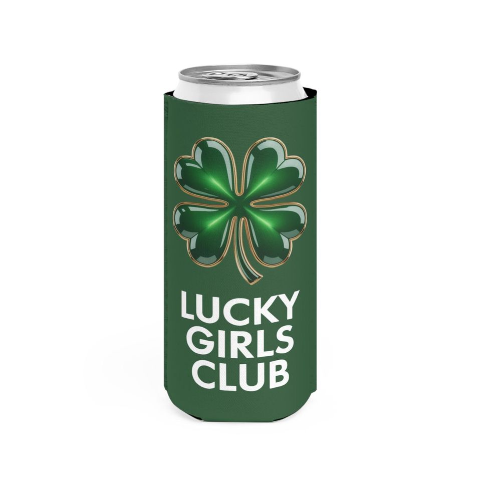Lucky Girls Club Slim Can Cooler Four Leaf Clover St. Patrick's