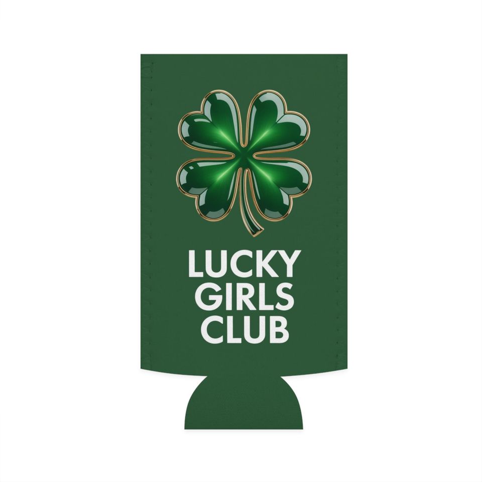 Lucky Girls Club Slim Can Cooler Four Leaf Clover St. Patrick's