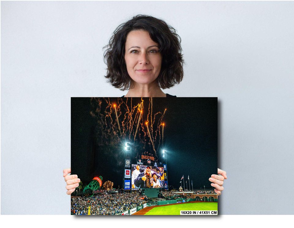 Giants Dodgers Victory Photo Print: Oracle Park Baseball Fireworks