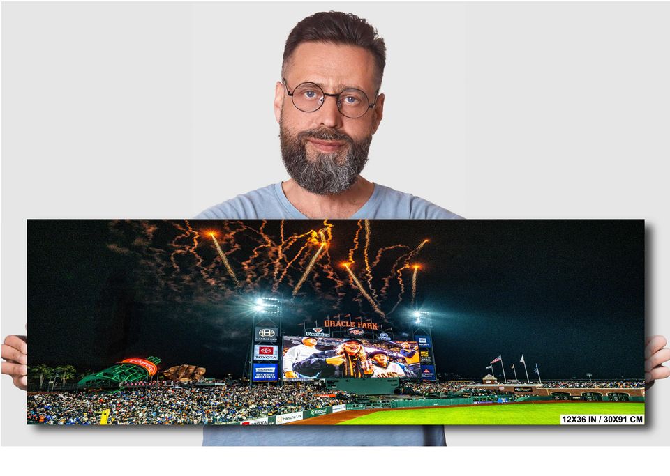 Giants Dodgers Victory Photo Print: Oracle Park Baseball Fireworks