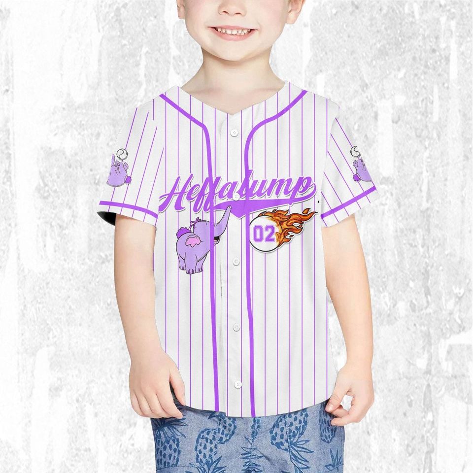 Personalize Heffalump  baseball Fire violet White Jersey, Disney Baseball Jersey
