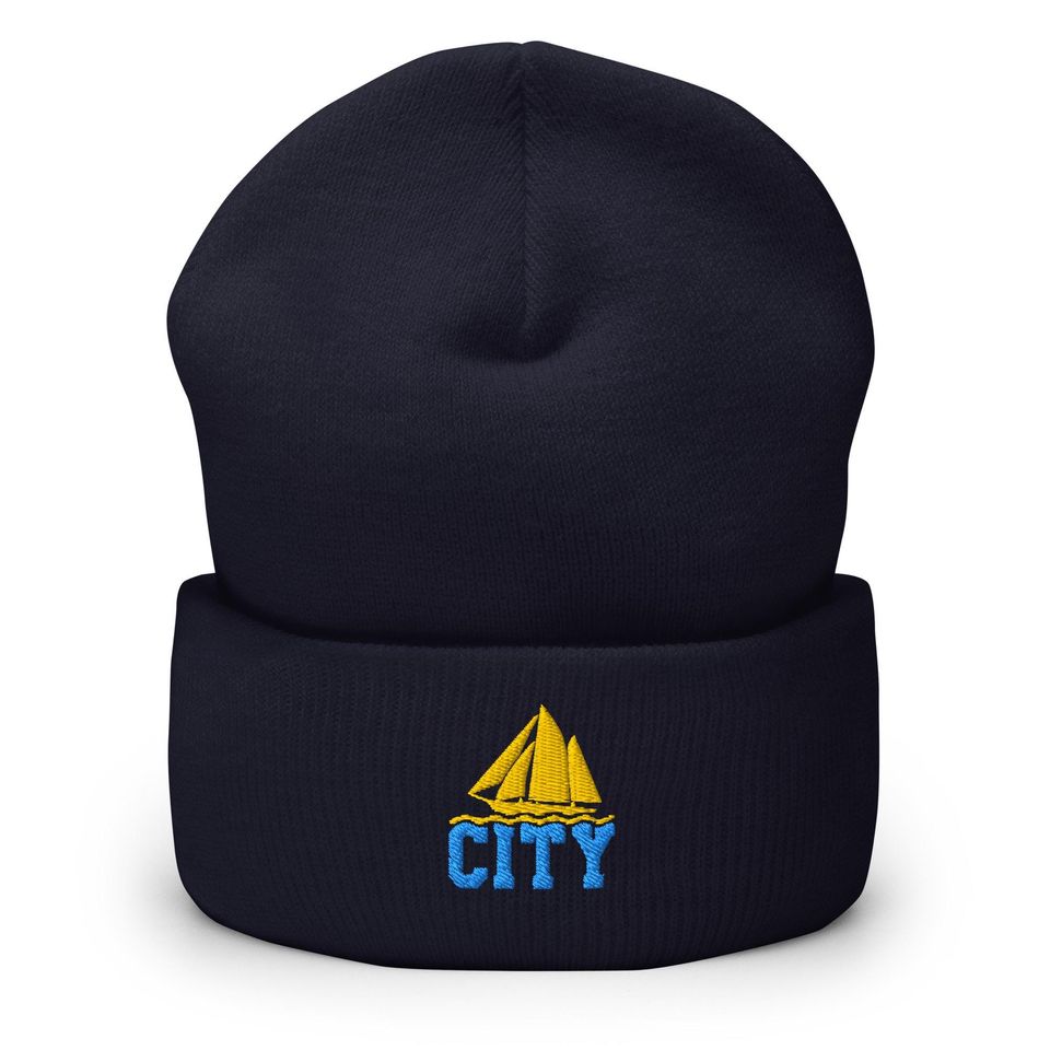 Manchester Minimalist Embroidered Cuffed Beanie Soccer Hat