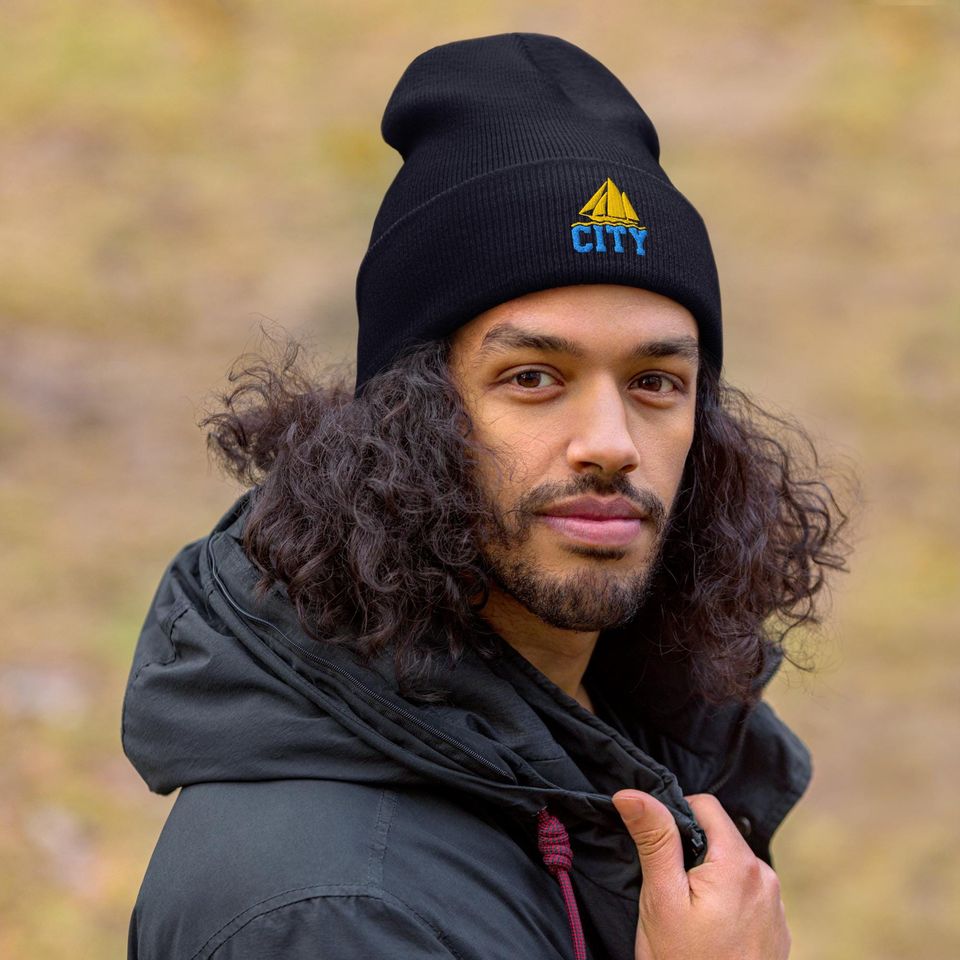 Manchester Minimalist Embroidered Cuffed Beanie Soccer Hat