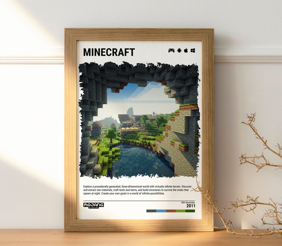 Minecraft (2011) Poster - Video Game Wall Art Print - Gaming Gift