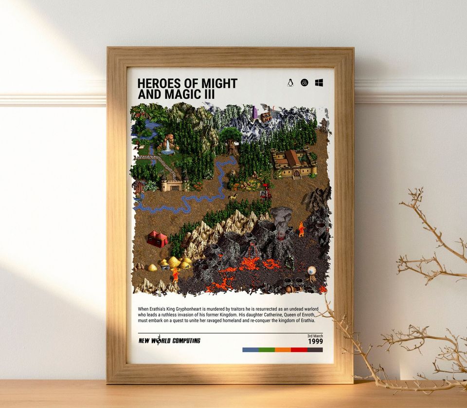 HOMM3 (1999) Poster - Video Game Wall Art Print - Gaming Gift