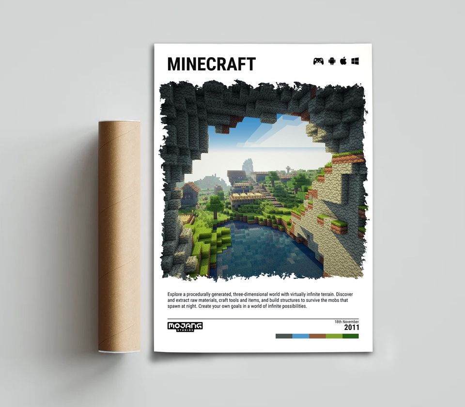Minecraft (2011) Poster - Video Game Wall Art Print - Gaming Gift