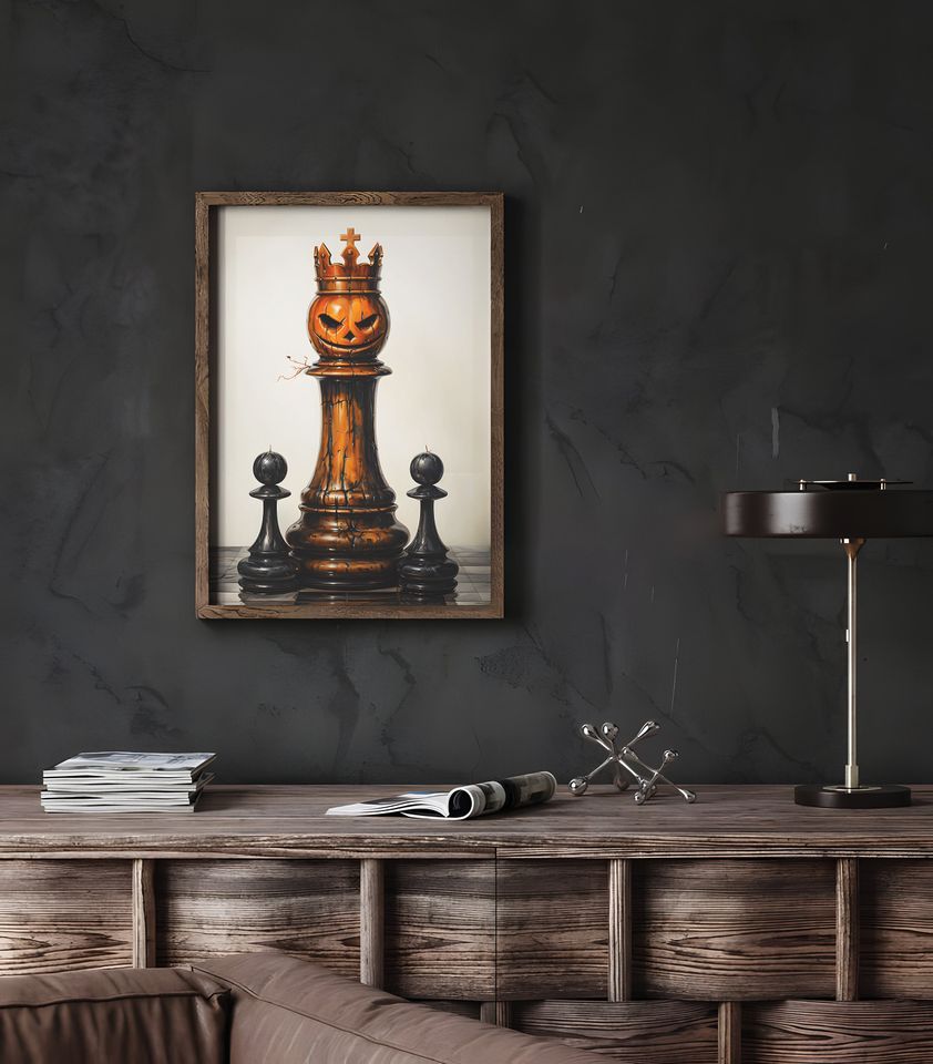 Pumpking king, Chess halloween poster, Watercolour Digital Art