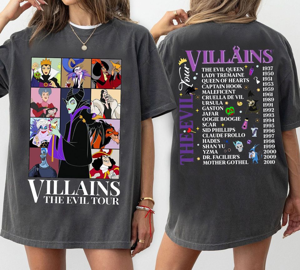 Disney Villains The Evil Tour Double Sided Shirt