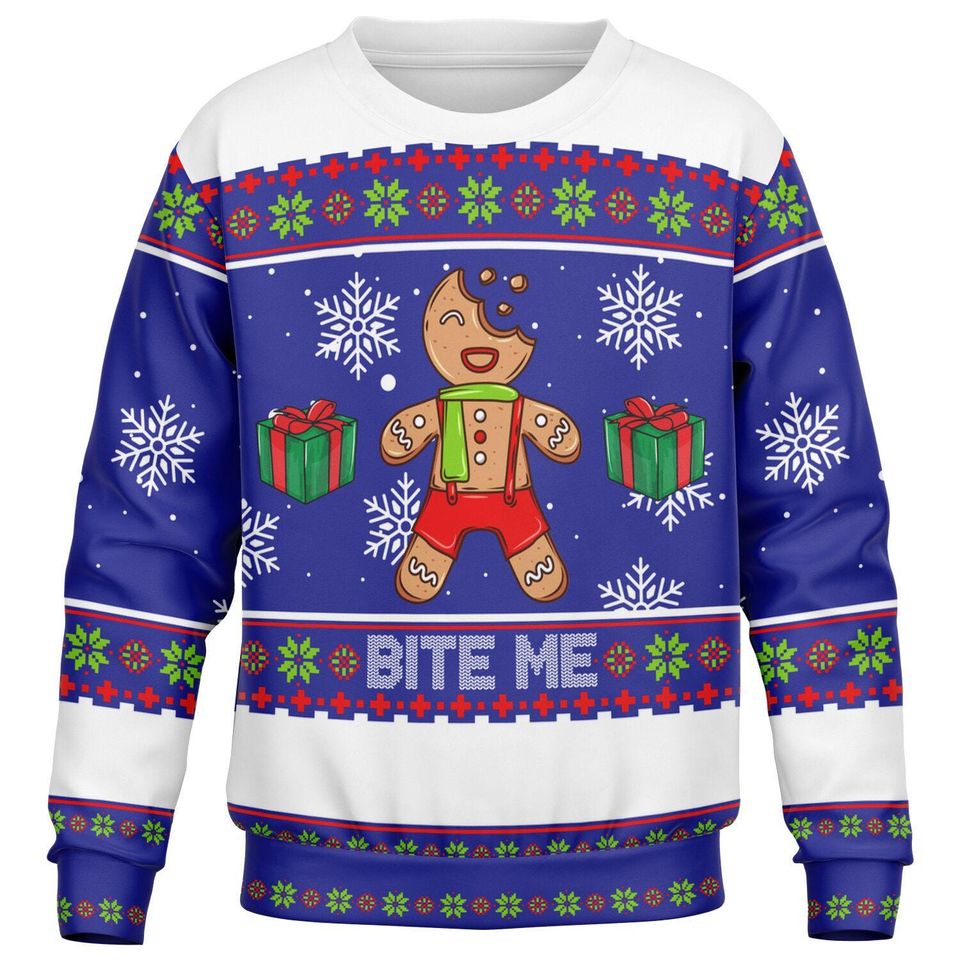 Bite me Gingerbread Ugly Christmas Sweater