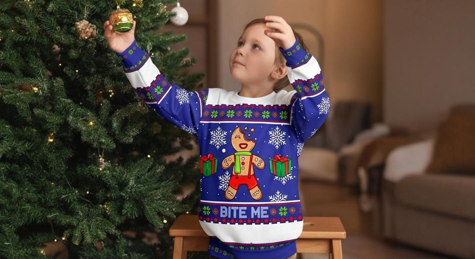Bite me Gingerbread Ugly Christmas Sweater