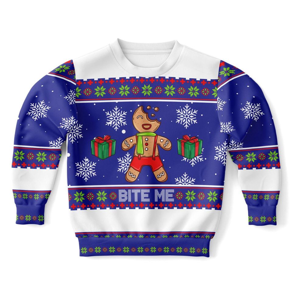 Bite me Gingerbread Ugly Christmas Sweater