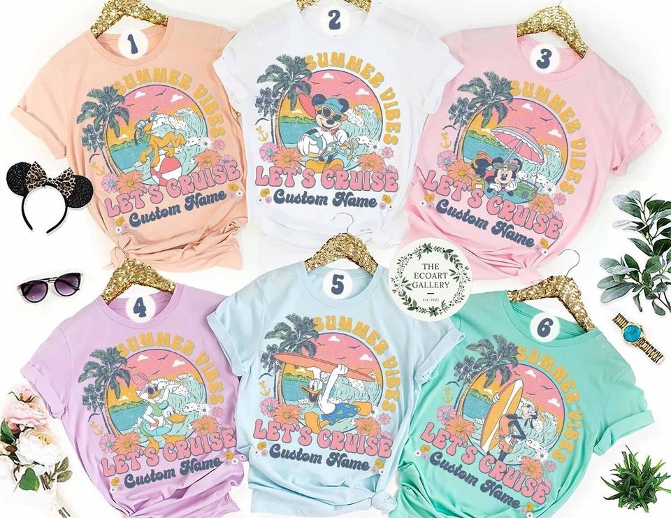 Personalized Mickey and Friends Summer Vibes Disney Cruise Shirt