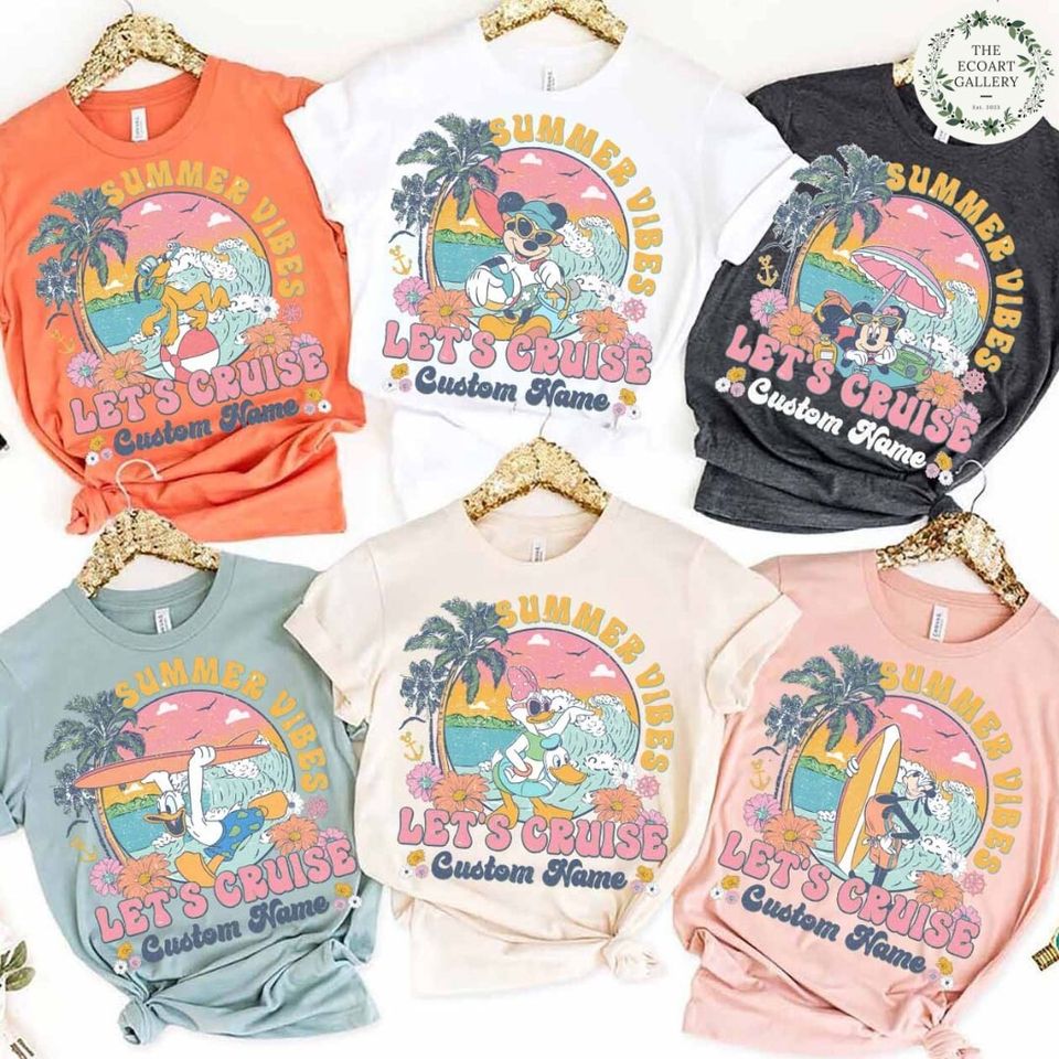 Personalized Mickey and Friends Summer Vibes Disney Cruise Shirt