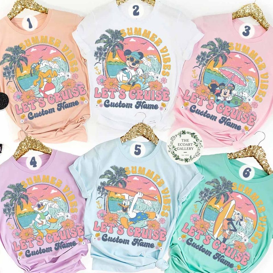 Personalized Mickey and Friends Summer Vibes Disney Cruise Shirt