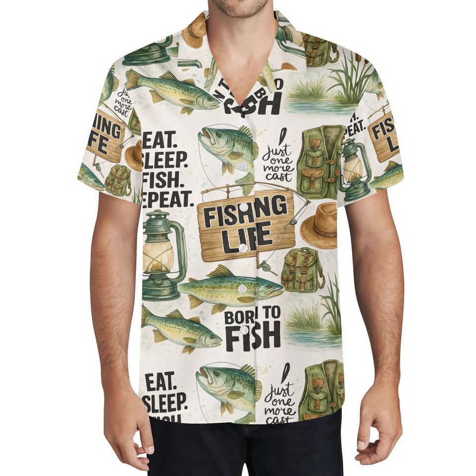 Funny Fishing Hawaiian Shirt: Fisherman Meme Print, Cruise Vacation