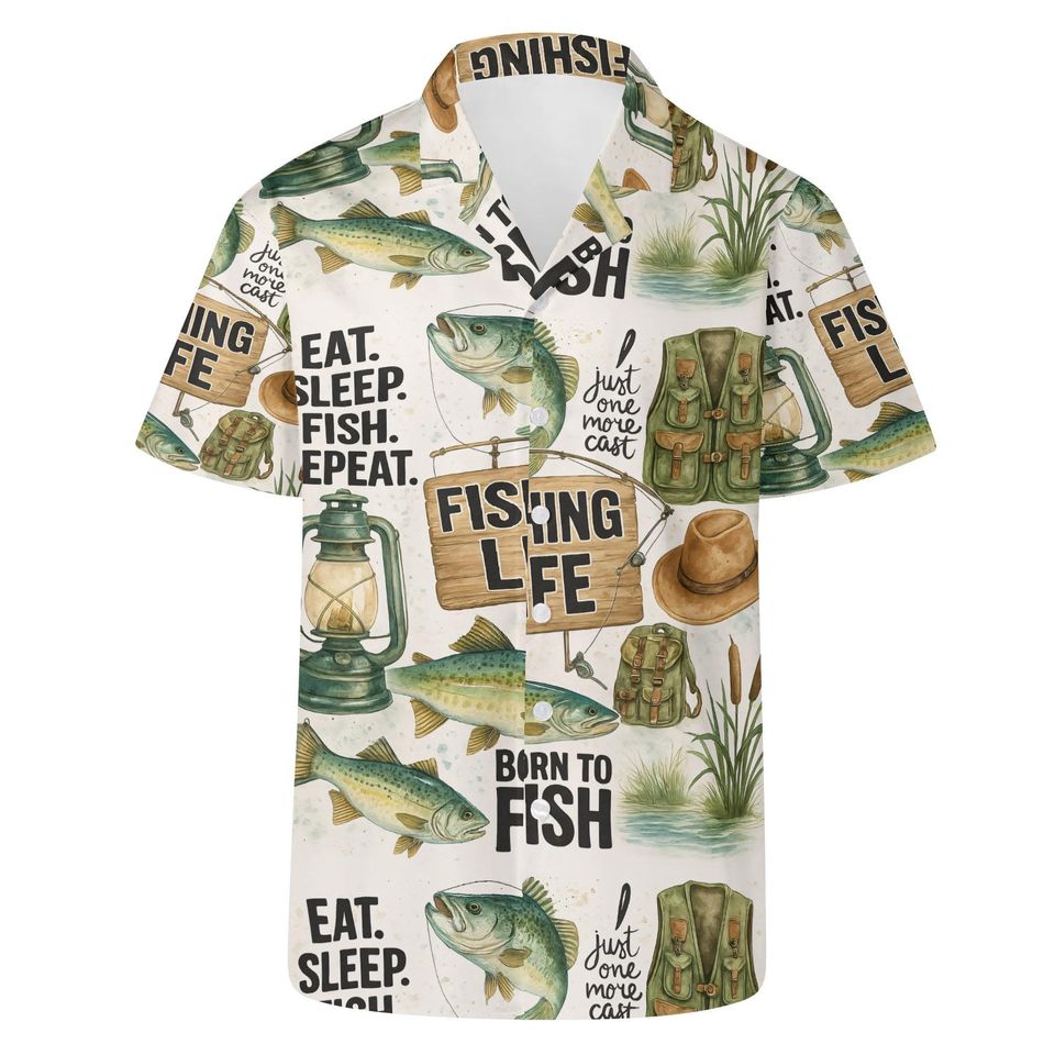 Funny Fishing Hawaiian Shirt: Fisherman Meme Print, Cruise Vacation