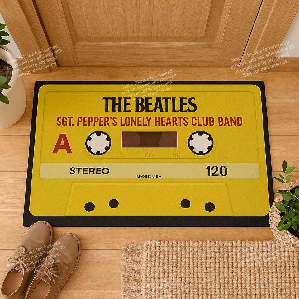 Retro Beatles Cassette Tape Doormat: Music Lover Gift, Nostalgic Decor