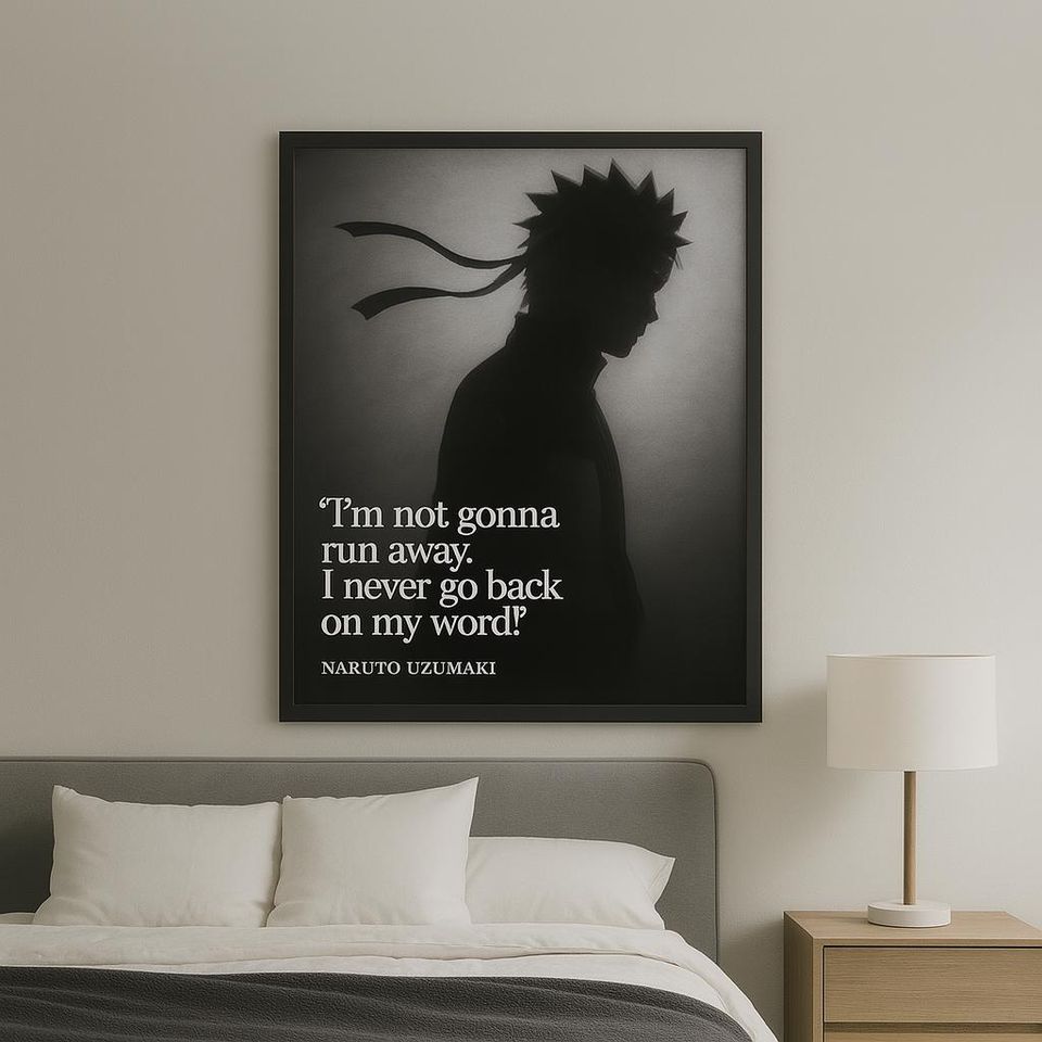 Anime-Inspired Narutoo Digital Quote Poster Printable Ninja Wall Artwork