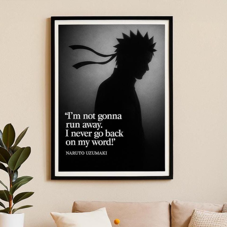 Anime-Inspired Narutoo Digital Quote Poster Printable Ninja Wall Artwork