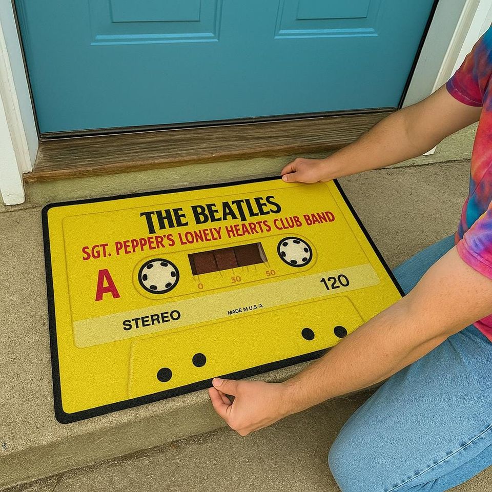 Retro Beatles Cassette Tape Doormat: Music Lover Gift, Nostalgic Decor