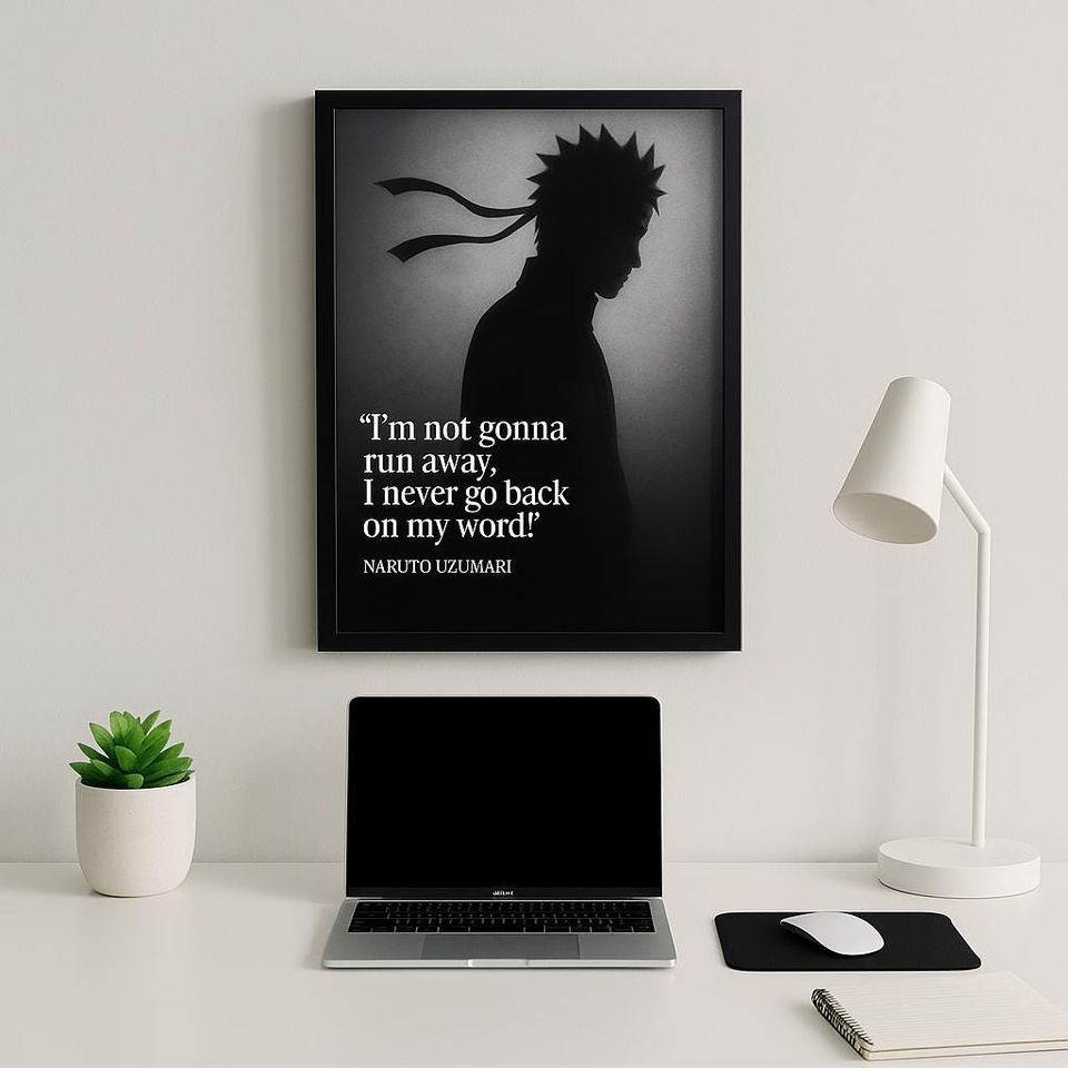 Anime-Inspired Narutoo Digital Quote Poster Printable Ninja Wall Artwork