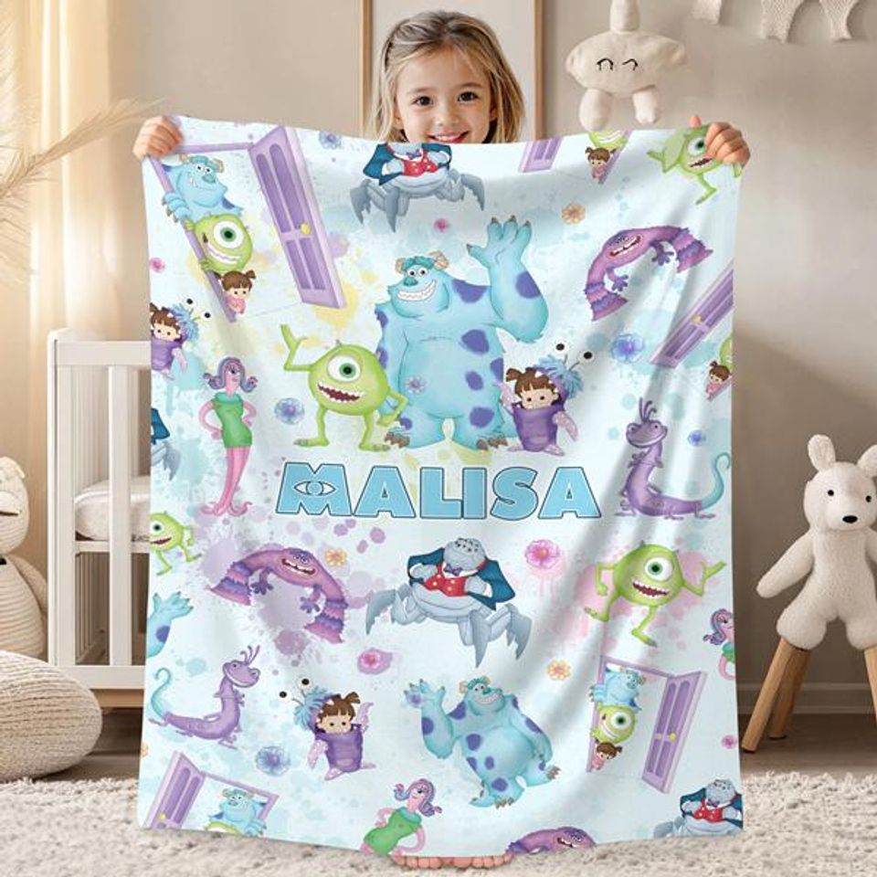 Personalized Watercolor Disneyland Monsters Inc Blanket
