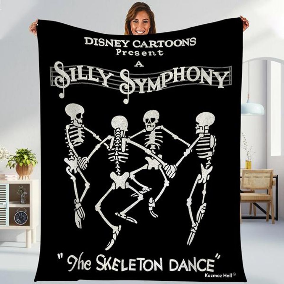 Disneyland Silly Symphony Skeleton Dance, Skeleton Throw, Dancing Skeleton Blanket
