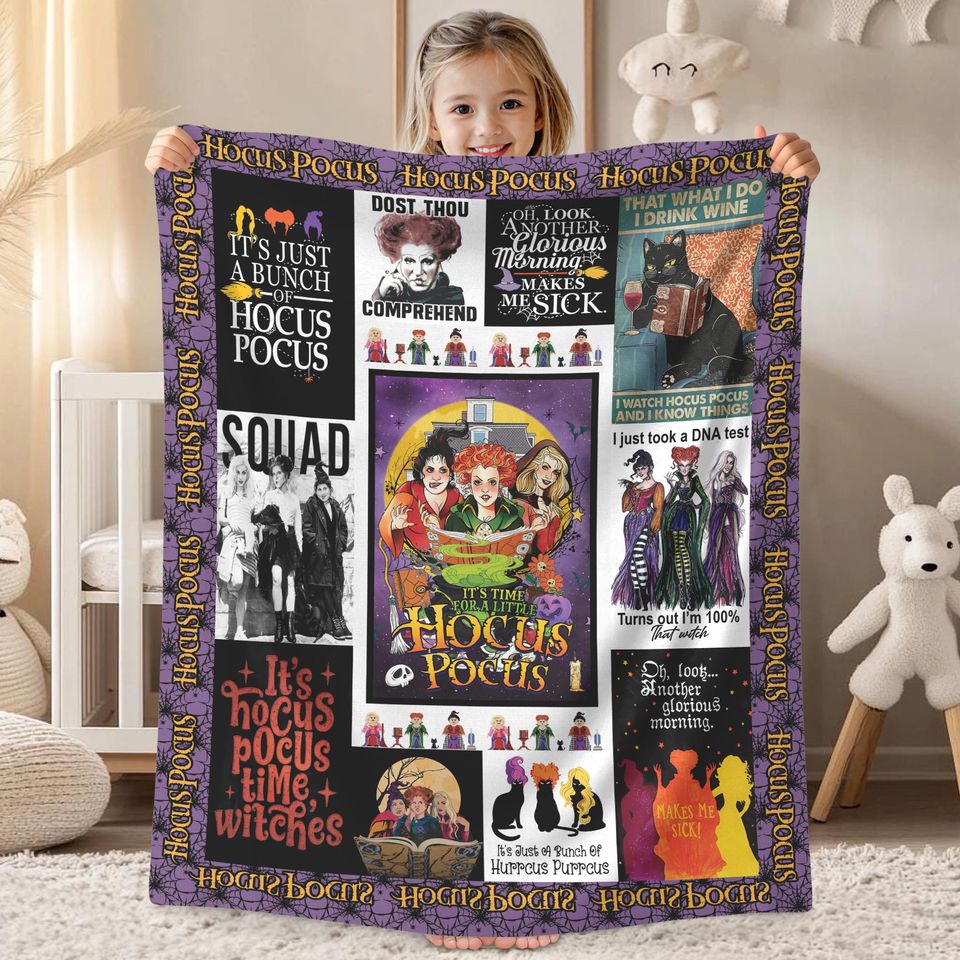 Personalized Name Hocus Pocus Blanket, Sanderson Sisters Blanket