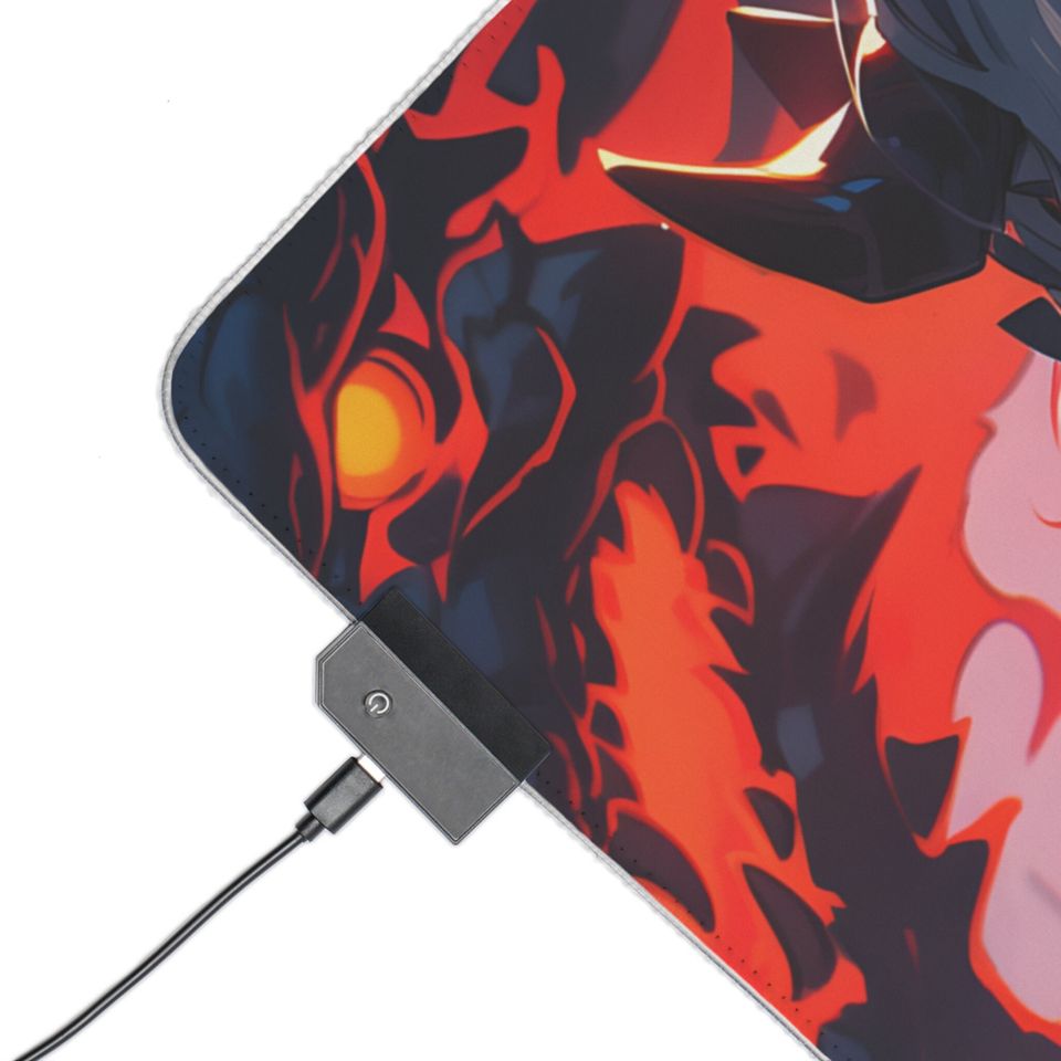 Dragon Anime girl LED Gaming Mousepad: Customizable RGB Lighting, Smooth Surface, Anti-Slip Base, high quality print, Elevate Your Gameplay!