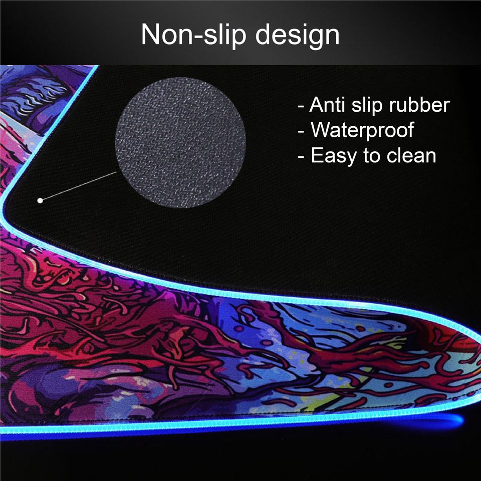 Dragon Anime girl LED Gaming Mousepad: Customizable RGB Lighting, Smooth Surface, Anti-Slip Base, high quality print, Elevate Your Gameplay!