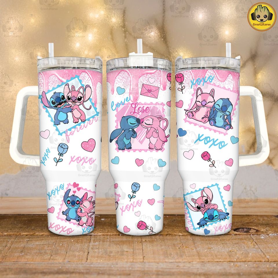Hello Kitty Movie 40 oz Tumbler, Valentine Bear Cartoon 40 oz Tumbler