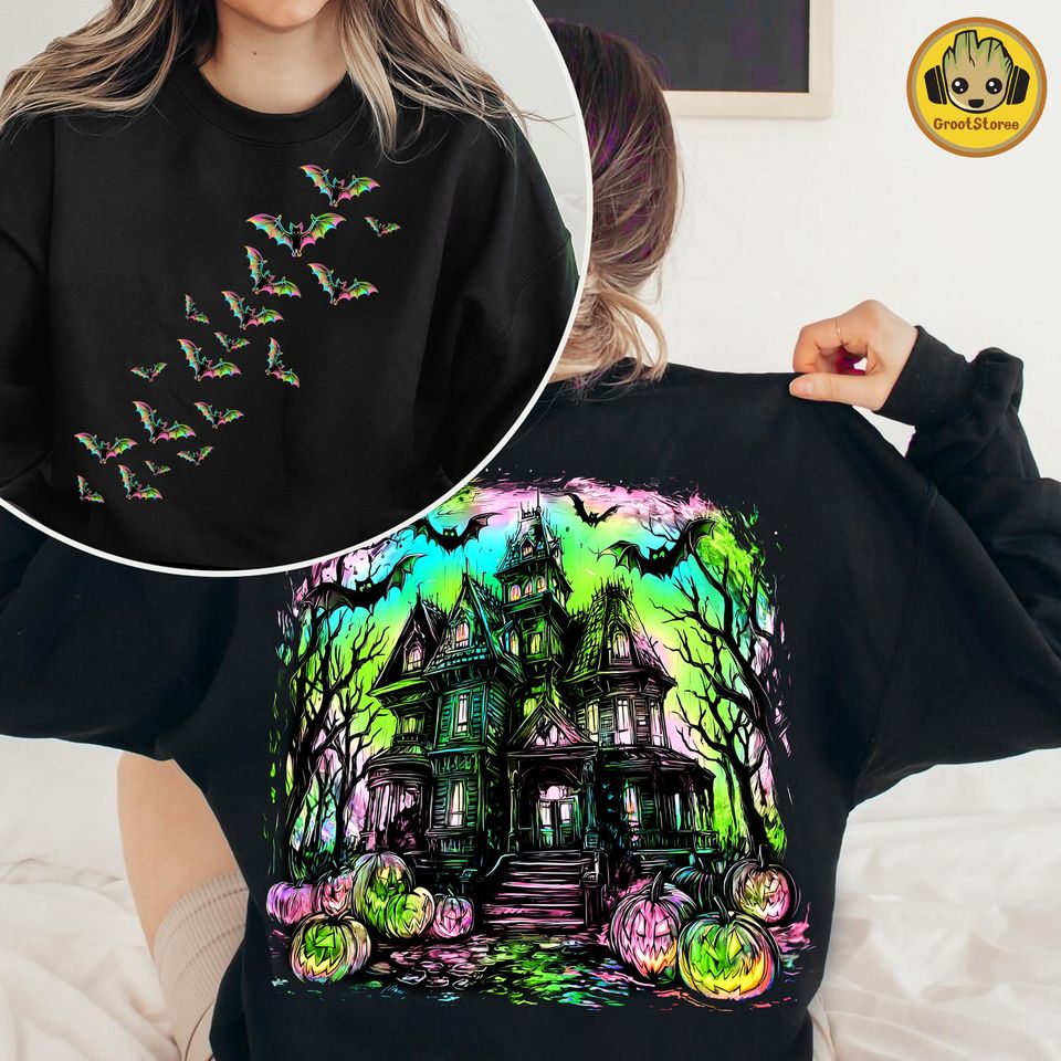 Neon Haunted Mansion, Vintage Halloween