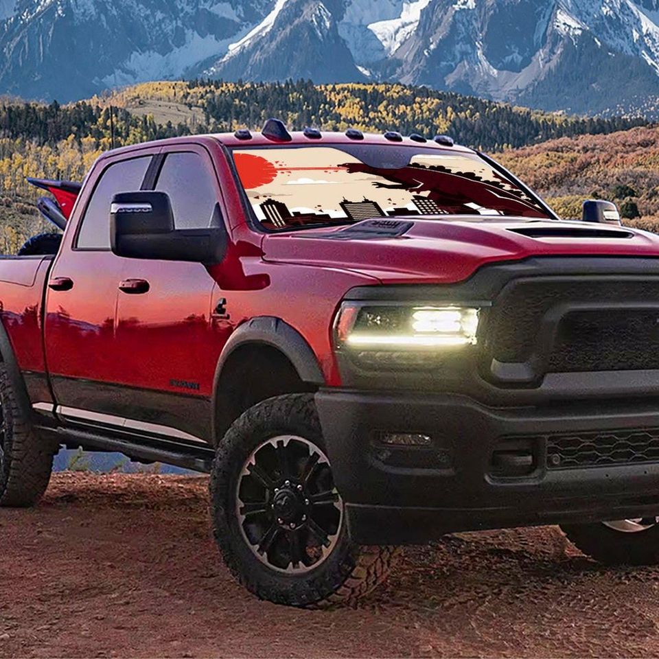 God zilla Car Sunshade Monster Windshield Cover Privacy Shield Exterior Decoration